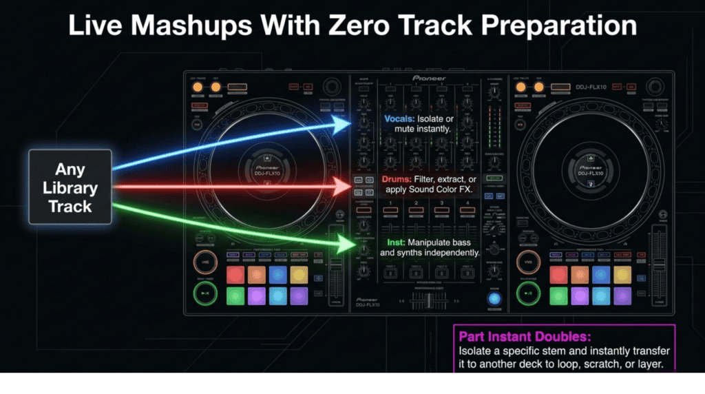 3 stems on the Pioneer DDJ-FLX10