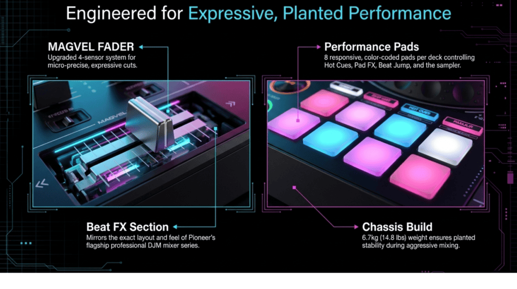 6 Pioneer DDJ-FLX10 faders, cues
