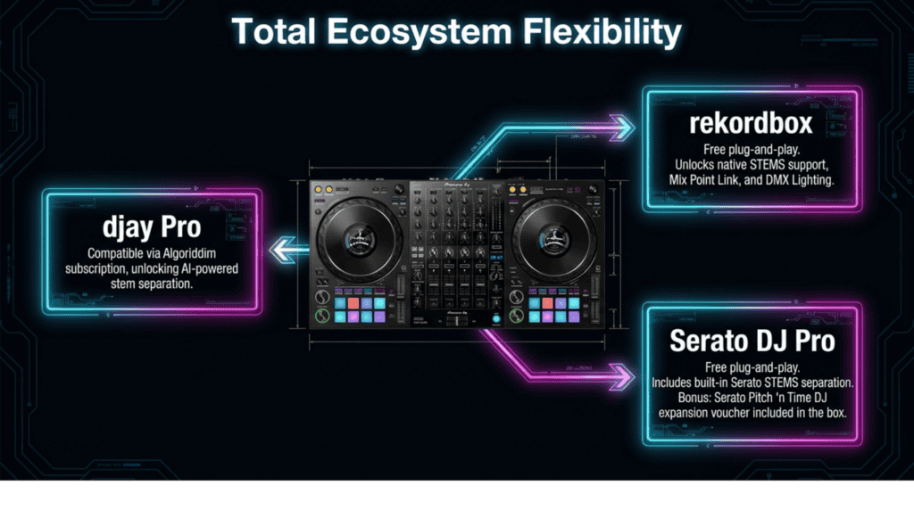 8 Pioneer DDJ-FLX10 compitability. serat, rekordbox, virtual dj
