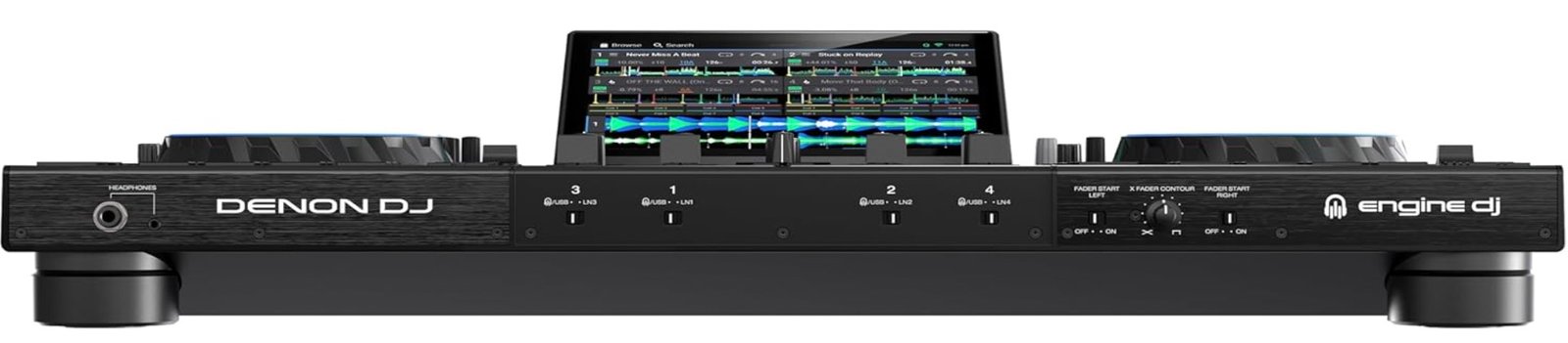 Denon DJ Prime 4+ four-deck standalone DJ system front view