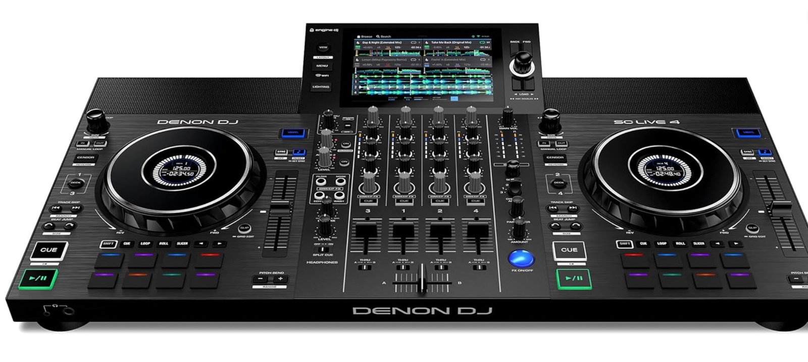 Denon DJ SC Live 4 standalone DJ controller with built-in speakers