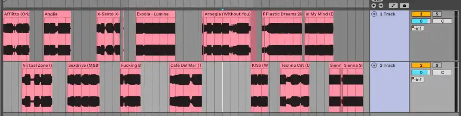 Ableton Live Arrangement View for DJ mix creation
