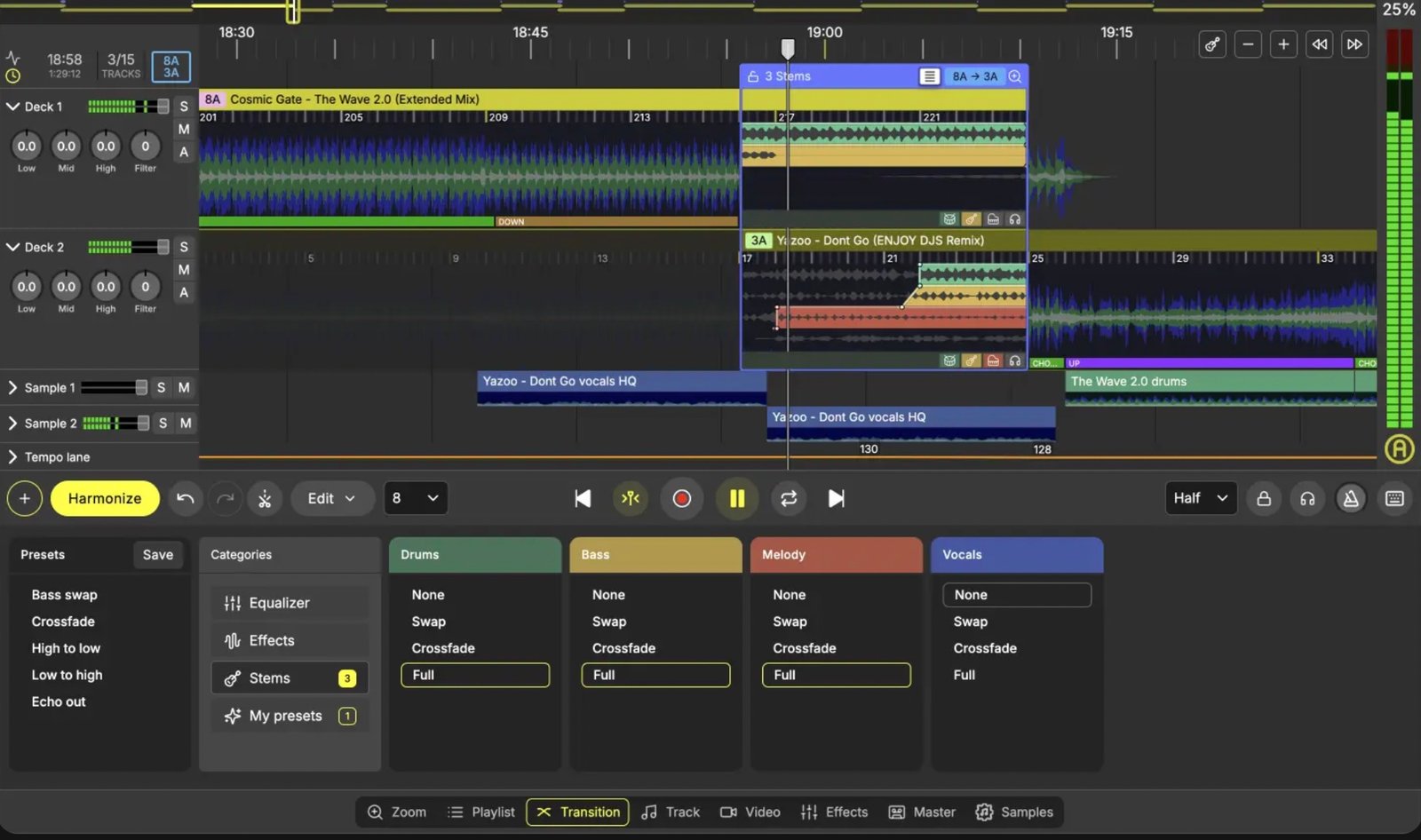 DJ.Studio timeline interface