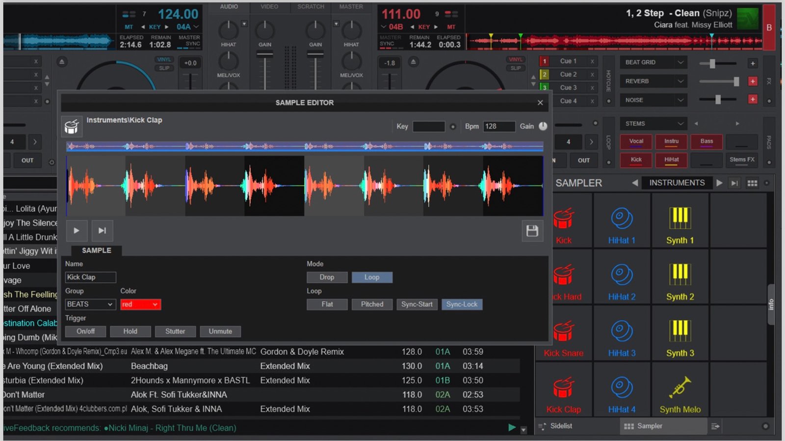 The VirtualDJ 2026 sampler and effects panel